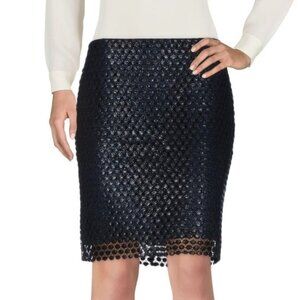 Elie Tahari Womens Bennet Pencil Skirt Black Navy Textured Knit size 4